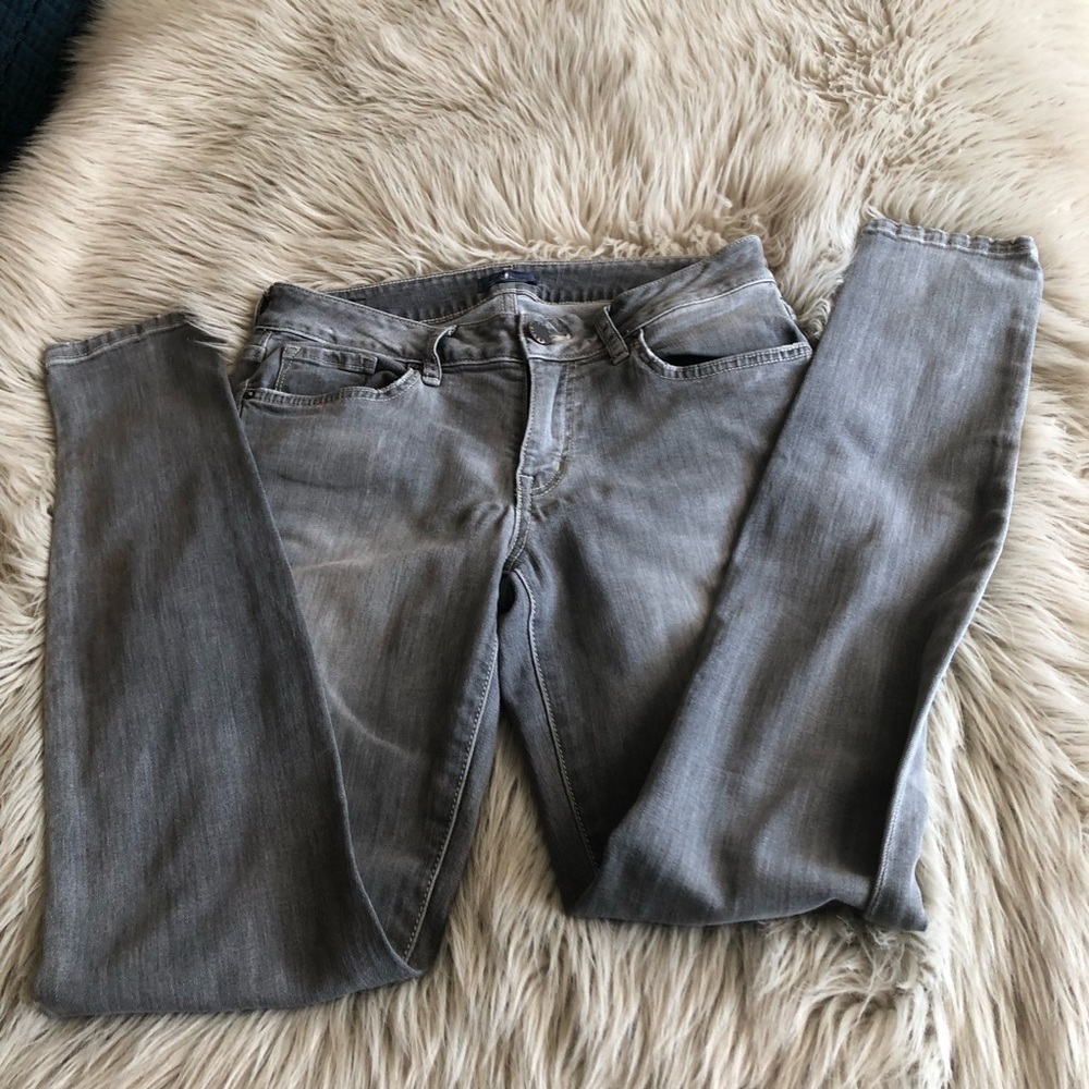 Jacob Davis Gray Skinny Jeans with Leather Trim